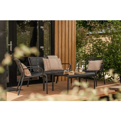 Stripe stoel-bank loungeset antraciet 4-delig 