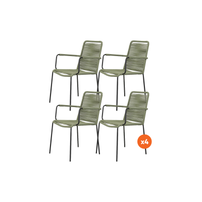 Set van 4 - Denver Rope stapelbare stoel - Groen