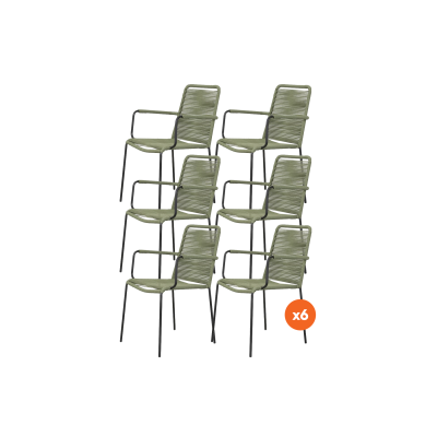 Set van 6 - Denver Rope stapelbare stoel - Groen
