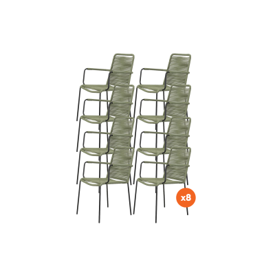 Set van 8 - Denver Rope stapelbare stoel - Groen