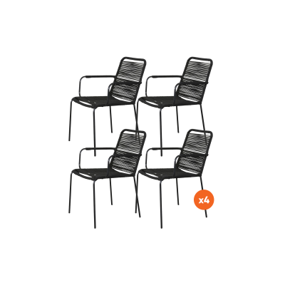 Set van 4 - Denver Rope stapelbare stoel - Zwart