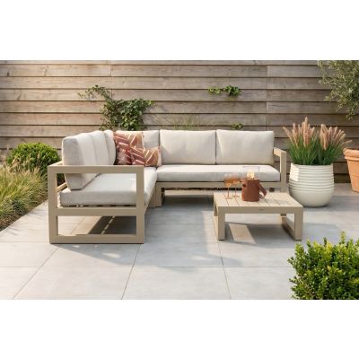 Divan aluminium loungeset - hoekbank - Latte/Beige