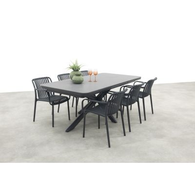 Stripe/Montreal tuinsets - Met uitschuifbare tuintafel - 6 persoons