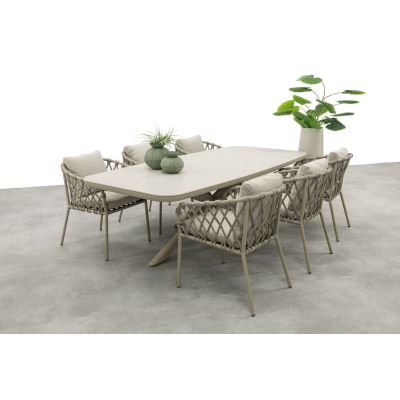 Sara/Soreno Deens ovale tuinset 240x110 cm. - Latte