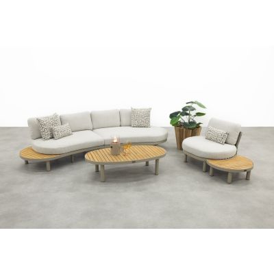 Mira organische platform loungeset + loungestoel - Teak/Latte