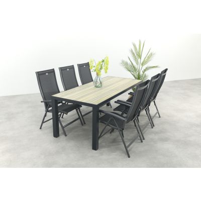 Hartman Salvatore/Nola verstelbare tuinset 210x90 cm. - Antraciet/Houtlook