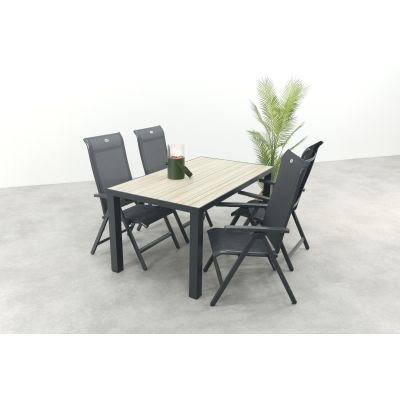 Hartman Milaan/Nola verstelbare tuinset 160x90 cm. - Antraciet/Houtlook