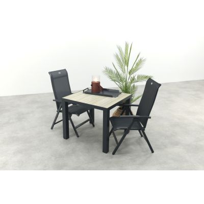 Hartman Milaan/Nola verstelbare tuinset 90x90 cm. - Antraciet/Houtlook