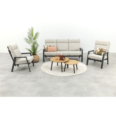 Lagos/Mindo verstelbare 5-zits stoel-bank loungeset - antraciet