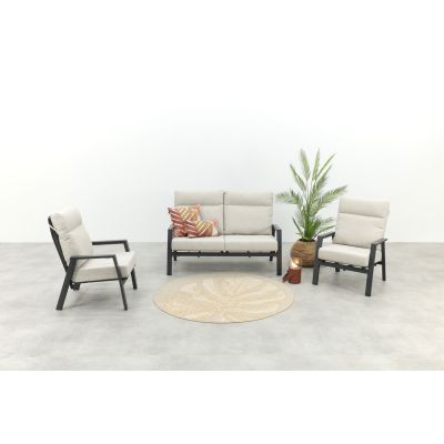 Lagos stoel-bank loungeset 3-delig verstelbaar - Antraciet