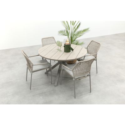 GI Swifty/Edison 4-persoons ronde stapelbare tuinset Ø122 cm. - Taupe