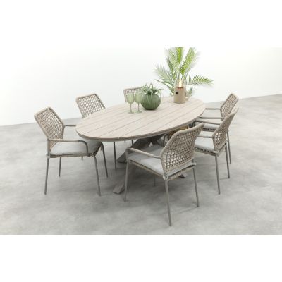 GI Swifty/Edison 6-persoons ovale stapelbare tuinset 220x115 cm. - Taupe