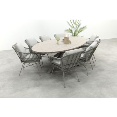 GI Margriet/Edison 8-persoons ovale tuinset 280x140 cm. - Taupe