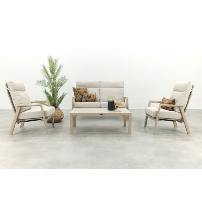 Lagos/Atlanta verstelbare 4-zits stoel-bank aluminium loungeset - Latte