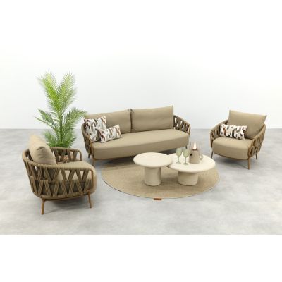 4SO Biarritz/Hampton stoel-bank loungeset - Amber/Mortex