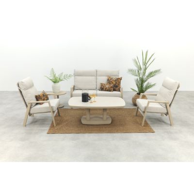 Lagos/Welton verstelbare 4-zits stoel-bank aluminium loungeset - Latte