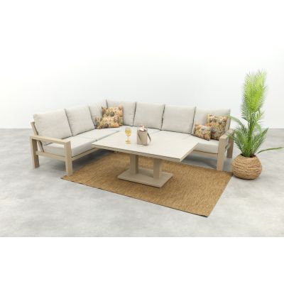 Verano/Brooklyn hoekbank loungeset met verstelbare tafel - Latte