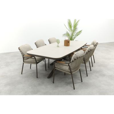 Tenerife/Soreno deens ovale tuinset voor 6 personen 240x110 cm. - Terre