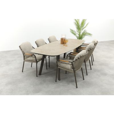 Tenerife/Taste Manolo 6-persoons Deens ovale tuinset 240x103 cm. - Terre