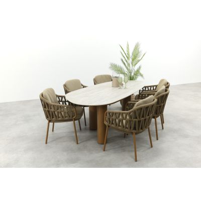 4SO Biarritz/Estate 6-persoons organische (mango-vorm) tuinset 240x105 cm. - Amber