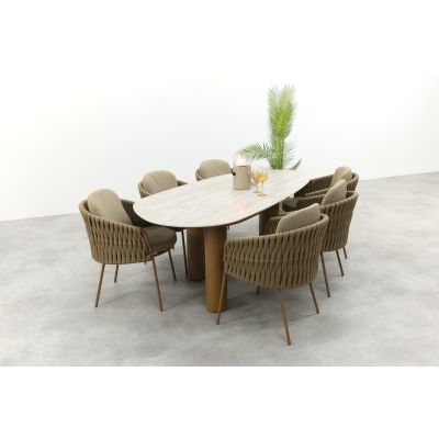 4SO Molina/Estate 6-persoons organische (mango-vorm) tuinset 240x105 cm. - Amber