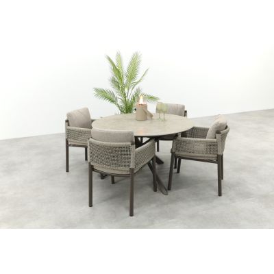 4SO Savanne/Prado 4-persoons ronde dining tuinset Ø130 cm. - Terre
