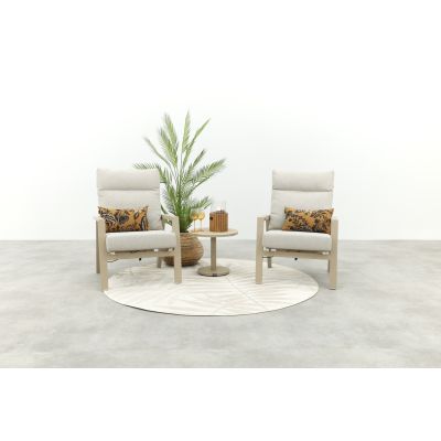 Lagos/Canto verstelbare aluminium 2-persoons loungestoelen set - Latte