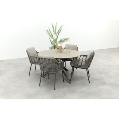 Taste Puglia/Prado 4-persoons ronde dining tuinset Ø130 cm. - Terre