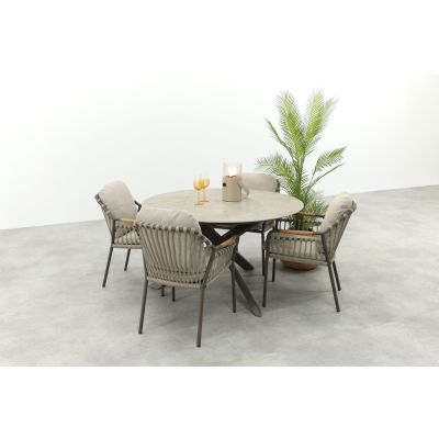Tenerife/Prado 4-persoons ronde dining tuinset Ø130 cm. - Terre