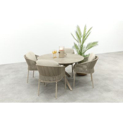 Taste Florence/Prado 4-persoons ronde dining tuinset Ø130 cm. - Latte