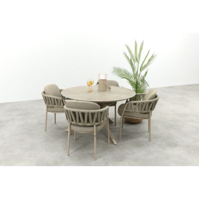 Taste Calma/Prado 4-persoons ronde dining tuinset Ø130 cm. - Latte