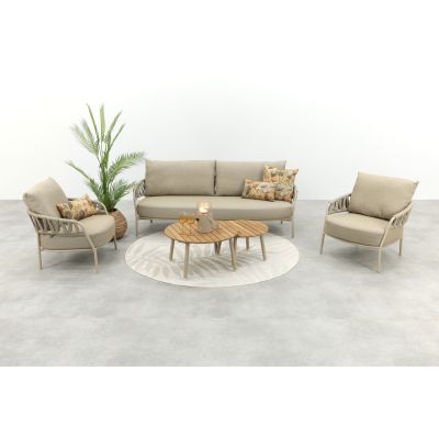 Taste Calma/Mindo tafels 5-zits stoel-bank loungeset- Latte 