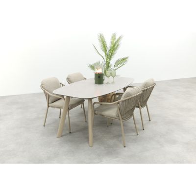 Pisa/Taste Manolo Deens ovale 4-persoons tuinset 180x95 cm. - Latte 