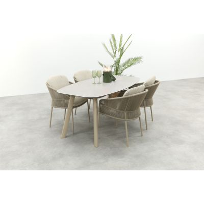 Taste Florence/Manolo 4-persoons Deens ovale tuinset 180x95 cm. - Latte 