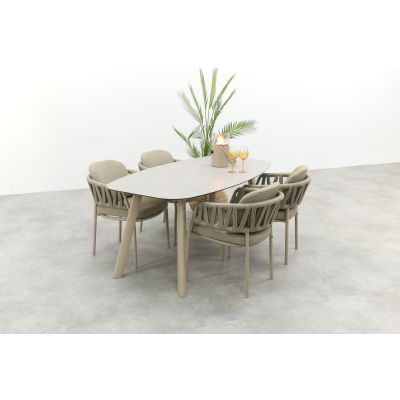 Taste Calma/Manolo 4-persoons Deens ovale tuinset 180x95 cm. - Latte 