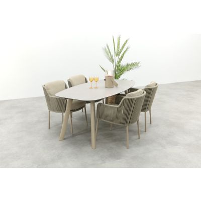 4SO Bernini/Manolo Deens ovale 4-persoons tuinset 180x95 cm. - Latte 