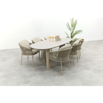 Taste Florence/Denia 6-persoons organische tuinset 240x105 cm. - Latte