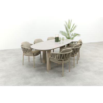 Taste Calma/Denia 6-persoons organische tuinset 240x105 cm. - Latte