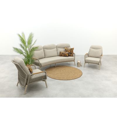 Bilbao verstelbare rope stoel-bank loungeset - Latte/Teak