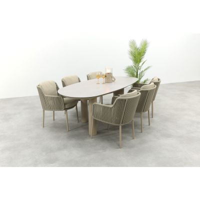 4SO Bernini/Denia 6-persoons organische tuinset 240x105 cm. - Latte