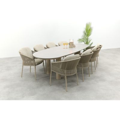 Taste Florence/Denia 8-persoons organische tuinset 290x110 cm. - Latte