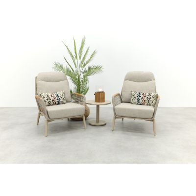 Bilbao/Canto verstelbare rope 2-persoons loungestoelen set - Latte/Teak