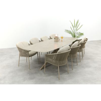 Taste FLorence/Prado 8-persoons Deens ovale dining tuinset 300x110 cm. - Latte