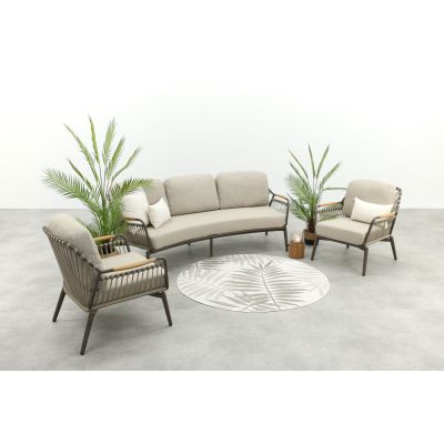 Tenerife rope stoel-bank loungeset - Terre/Teak