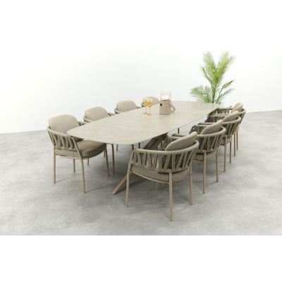 Taste Calma/Prado 8-persoons Deens ovale dining tuinset 300x110 cm. - Latte