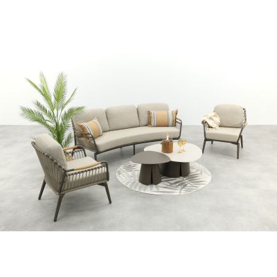 Tenerife/Saranda rope stoel-bank loungeset - Terre/Teak