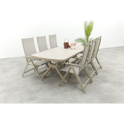 Hartman Napoli/Ponto 6-persoons verstelbare tuinset 220x100 cm. - Latte