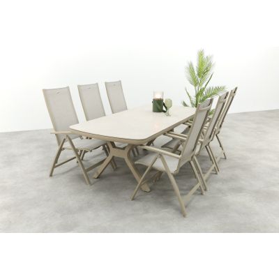 Hartman Roma/Ponto 6-persoons verstelbare tuinset 220x100 cm. - Latte