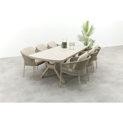Taste Florence/Ponto 6-persoons rope tuinset 220x100 cm. - Latte