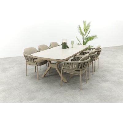 Taste Calma/Ponto 6-persoons rope tuinset 220x100 cm. - Latte